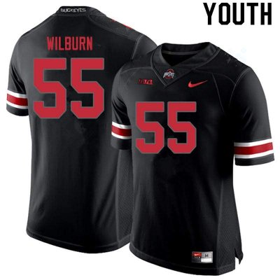 NCAA Ohio State Buckeyes Youth #55 Trayvon Wilburn Blackout Nike Football College Jersey MNY0545TW